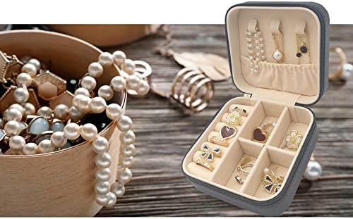 FomCcu Jewelry Storage Box Portable Earrings Rings Organizer Necklace Bracelets Jewellery Box Jewelry Case Gift for Women and Girls, Black