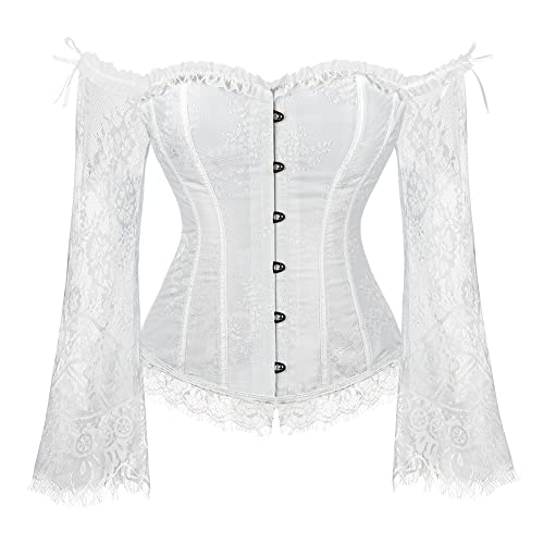 lace up layered corset（white,F） Amazon.com: ADELCE Women's Sexy Renaissance Corset Top Boned