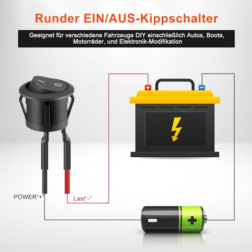 GEAREVER 10 sztuk przełącznik uchylny 12V, przełącznik SPST 2-biegunowy, włącznik/wyłącznik 10 A/125V, 6 A/250V, przełącznik kołyskowy z drutem, przełącznik uchylny do samochodów, motocykli