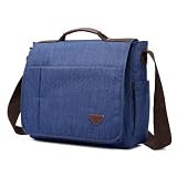 Bolsa Transversal Pasta Mensageiro Carteiro Grande Notebook 15.6 Resistente Para Trabalho Negócios Compartimentos Extras e Alça Ajustável - ZAFIN (Azul)