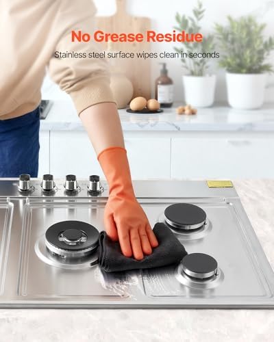 VEVOR 36 inch Gas Cooktop 5 Burners Gas Stove Top, Max 38300BTU Built-in Stainless Steel Stove Top LPG/NG Convertible Dual Fuel Cooktop Stoves with SABAF Dual-Ring Burner for Kitchen Apartment Rvs - 4