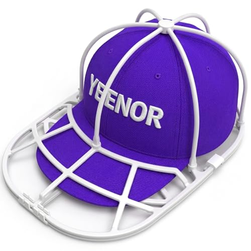 YEENOR Hat Washer Cage for Washing Machine – Baseball Cap Cleaner Rack for Washer & Dishwasher, Structured Cap Shaper & Protector for Hats – 1 Pack (Assembly Required)