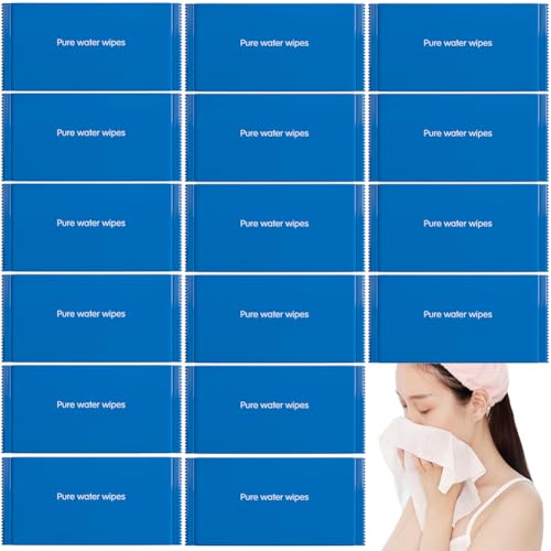 30 toallitas húmedas desechables de lujo envueltas individualmente para viajes de agua pura; toallitas hipoalergénicas para manos y cara para pieles sensibles, toallitas de maquillaje multiusos para