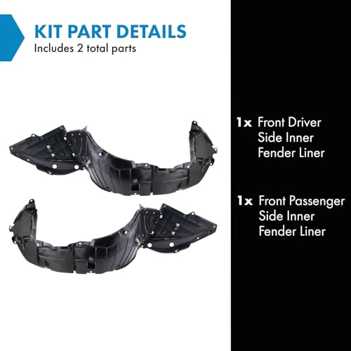 Image of TRQ Front Inner Fender Liner Set Compatible with 2019-2023 Nissan Altima NI1248165 NI1249165