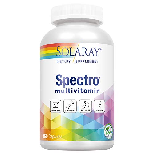 Solaray Spectro Multivitamin With Iron | Cal/Mag, Energizing Greens & Herbs With Digestive Enzymes (60 Serv, 360 Ct) #TOP12