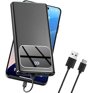 Power Bank, 10000mAh Portable Charger with PD 5A/3W Fast Charging, USB C in&out External Battery Pack, Portable Cell Phone Charger for iPhone 16 15 14 13 /ProMax/Pro/Plus Samsung S23 S22 Android Phone