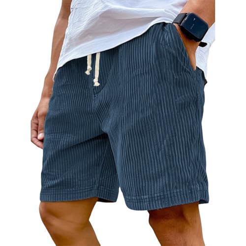 Corduroy Shorts Men Open Bottom Lightweight Lounge Shorts with Pockets Summer Outdoor Travel Outfits