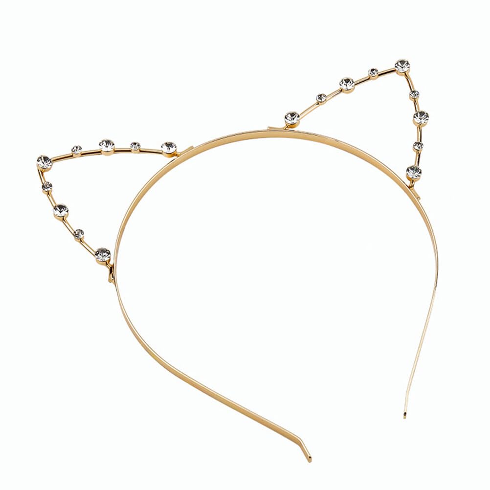 1Pcs Gold Rhinestone Cat Ears Headband Crystal Cat Ears Hair Band for Women Halloween Cosplay Costume Accessory Women's Costume Headwear Accessories