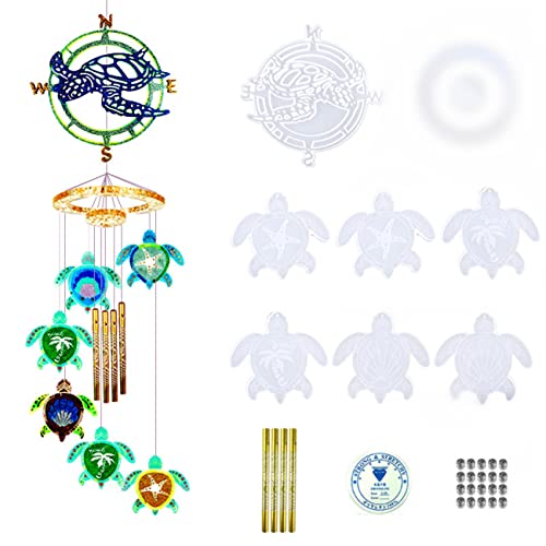 Xidmold Sea Turtle Wind Chimes Resin Molds Silicone Kit, Silicone Resin Mold Kit For Wind Chime Casting, Turtle Epoxy Resin Molds Craft Supplies For Diy Wind-Bell Decorations Home Decor #TOP7