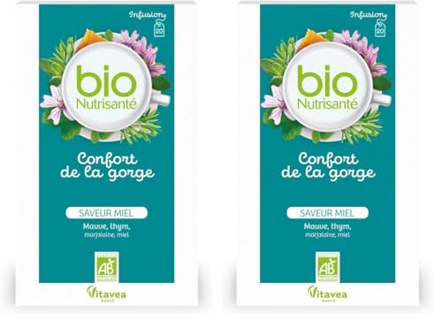 Vitavea Nutrisanté Infusion Confort de la Gorge Thé Vert 20 Sachets (Lot de 2)