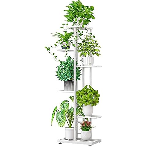 MTB 6 Tier Metal Plant Stand for Indoor and Outdoor Use Flower Pot Display Planter Shelf White Cover