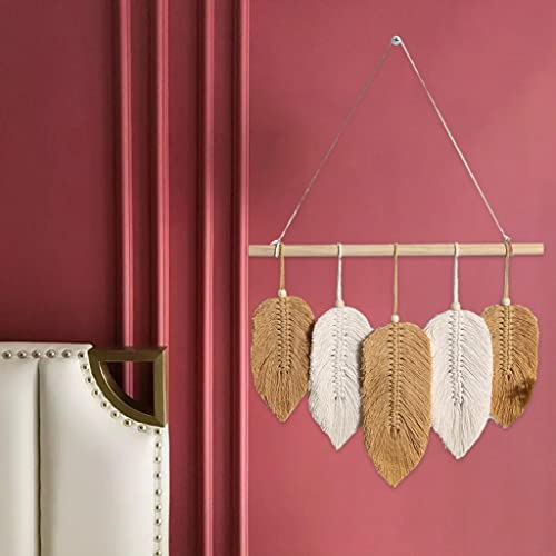 Macrame suspensão de parede Boho decoração de parede à mão folhas borlas decoração ornamentos de alg