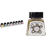 tintas winsor producto 1: Se pueden diluir con agua para crear aguadas delicadas, mezclar para obtener una variedad de colores o usar directamente de la botella para obtener un tono intenso y vivo. Puedes utilizarlas con diversas formas de plumillas para enriquecer los dibujos con una multitud de trazos y expresiones