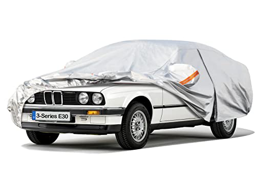 Kayme Bâche Voiture Étanche Respirante Compatible avec BMW 3 Serie E30(1982-91), 6 Couches Housse de Protection Voiture Extérieur, Contre Pluie Soleil Poussière avec Zip et Doublure en Coton.