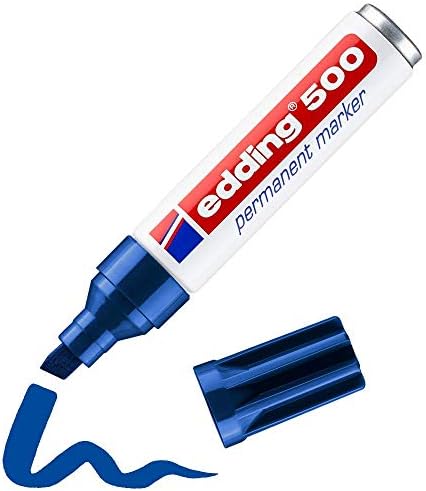 edding 500 Permanent Marker - Red - 1 Pen - Chisel Tip 2-7 mm - Waterproof, Quick-Drying, Smear-Proof Pens - for Cardboard, Plastic, Wood, Metal, Glass and Fabric