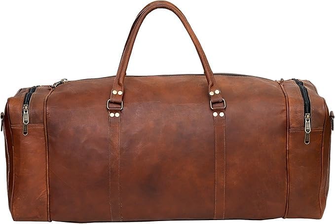 Leather Duffle Bag for Men Luggage Handmade Travel Bag Carry On Luggage Weekender Bags Overnight Gym Sports Cabin Holdall Bag For Airplanes Men And Women (34 Inch Brown) - Image 5