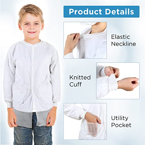 Batas desechables blancas para niños talla mediana miniatura 3