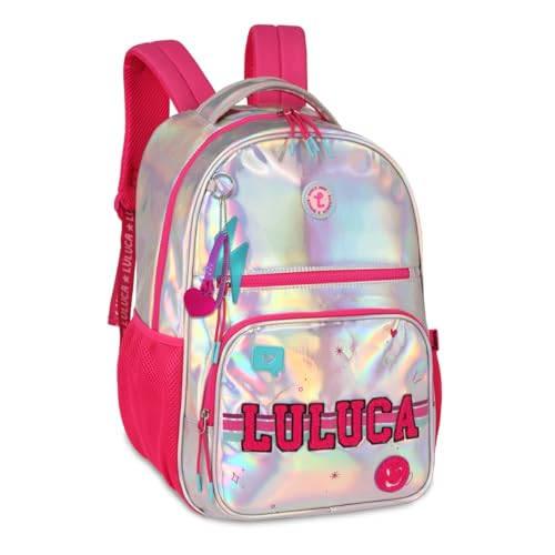 Mochila Holográfica Luluca Youtuber Bolsa De Costas Escolar Com Chaveiro Infantil Juvenil Original