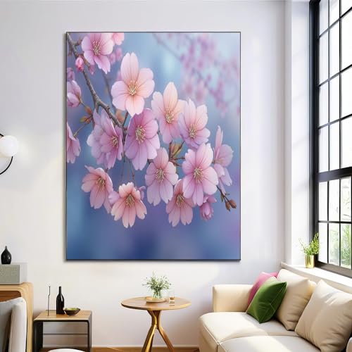Art mural de fleurs de cerisier grand format 70x100 cm peinture sur toile réaliste