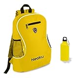 NEOKU Mochila casual mujer / hombre 20L con botella de aluminio de 400 ml del mismo color - Mochila pequeña / mediana para llevar lo necesario
