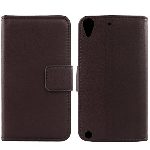 Gukas Design Veritable Cuir Etui pour HTC Desire 530/630 5" Housse Coque Premium Case Cover Flip Protecteur Portefeuille Genuine Leather Wallet (Marron Fonce)