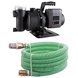 T.I.P. Smarte Gartenpumpe 5.000l/h 45m Förderhöhe, Jet-Gartenpumpe, App Steuerung, LED-Anzeige, Timerfunktion, elbstansaugend, SmartGarden 5000 KF, 30152 + T.I.P. Saugschlauch Messing 7m Grün