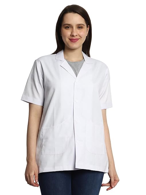 lisamed Doctor's Apron Lab Coat Half Sleeves - Unisex - White-picture-34