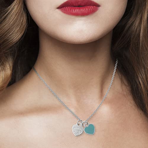 CHEERYMAGIC Enamel Heart Necklace Double Heart-shaped Pendant Necklaces Love Necklace Silver Charm Christmas Jewelry Gift for Women Girl A4-AXSGXL - Image 5