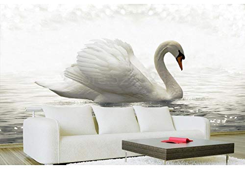 Papier peint mural cygne blanc 300x210 cm décor salon - 4