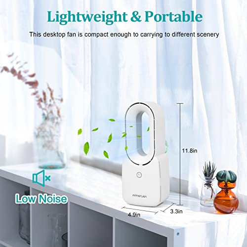 Inmorven 4400Mah Bladeless Fan, Portable Desk Fan With Night Light, 11.8 Inch Personal Cooling Fan With 4-Speed Options, Small Desktop Rechargeable Quiet Table Fan For Home Bedroom Office #TOP3