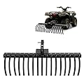 WUTIST 48" Tow Behind Landscape Rake Compatible with ATV UTV Tractor W/2" Receiver for Leaves, Debris, Grass, Pine Needles