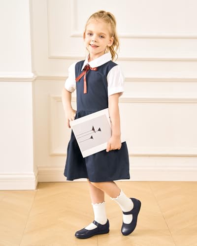 Stelle Girls Ruffle Socks Cotton School Uniform Dress Socks 3/6 Pairs Crew Soft Cute Frilly Sock for Kids Toddler2