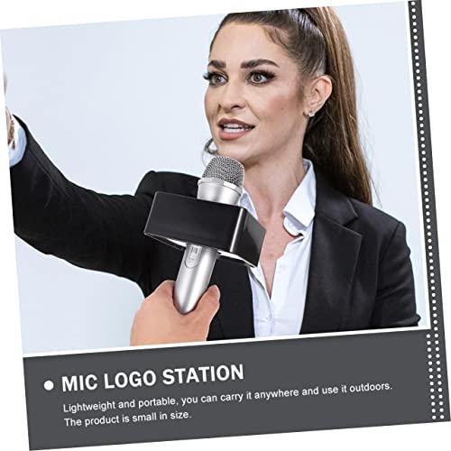 FAVOMOTO 4 Pcs Logotipo Do Microfone Sinalizador De Microfone Para Entrevista Microfone Cubo De Band