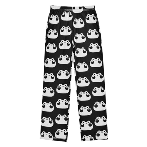 Boys' Pants Cute Frog Happy Face Black Long Bottoms Jogger Pants Elastic Waist Trousers with Pockets S-XL