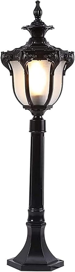 ANIFM Binnenplaats Light Post Light Modern Simple E27 Garden Lamp Outdoor Waterproof Lighting Small Street Post Lights Landscape Lawn Lights Home Villa Floor Decor Lamp, Zwart, Hoogte 80cm Straatlantaarn