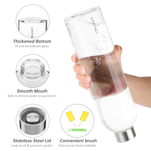 Image of Glass Water Bottle 32 oz with Lid and Neoprene Sleeve