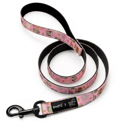 Image of Bowlers Dog Leash for Small, Medium & Large Dogs | Owl & Pink Design | Durable Nylon Pet Walking Lead | Strong Metal Hook | Comfortable Grip for Daily Walks & Training