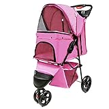 ZZXPET Cat Dog Basket Pet Stroller - 3-Wheels Jogger Kitten Puppy Easy Walk Folding Travel Carrier...