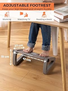 Poggiapiedi Ergonomico per Ufficio, Supporto per i Piedi per Scrivania Regolabile, Antiscivolo, Poggiapiedi con Funzione Massaggio, Migliora la Postura e la Circolazione, Ideale per Lavoro e Casa