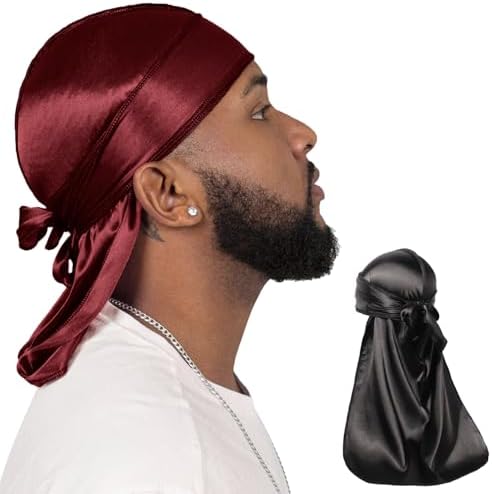 ForceWave 2 Pieces Silky Durag Pack for Men Women Waves, Premium Satin Deluxe Du-rag