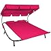 TecTake 2 Places Bain de Soleil Chaise Longue de Jardin transat avec Pare-Soleil + 2 Coussins - diverses Couleurs au Choix - (Magenta| no. 401498)
