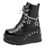 Damen Mary Jane Pumps, Lolita-Schuhe, süße Plattform, Gothic, Doppel-Knöchelriemen, runde Zehen, klobiger Absatz, Pumps, Dating, Nachtclub