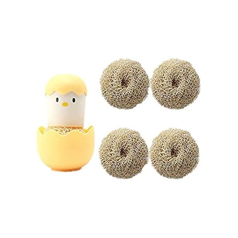 HTSSM Cute eggshell brush with base, multi-purpose, used for stove, sink, pan, kitchen brush-yellow Cover