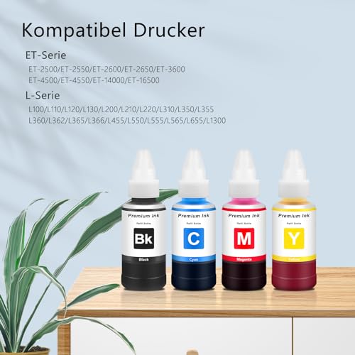 Tinte T664 T6641 70mL 664 Druckertinte, Druckerfarbe 664 Nachfülltinte T6641 für Drucker ET-2600 ET-2650 ET 2600 ET 2650 ET2600 ET2650 ET 2550 ET 4500 ET-2550 ET-4500 ET-3600 ET-2500 ET-4550 L355 L555