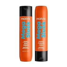 Matrix Mega Sleek Shampoo and Conditioner Set - Smoothing and Moisturizing, Anti-Frizz, Detangling, For All Dry, Damaged & Frizzy Hair Types, Nourishes With Shea Butter, Vegan