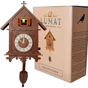 Cuckoo Clock – Modern Brown Cuckoo Clocks for Wall – Natural melodies – Volume Control – Hours of Silence – Perfect for Adults, Kids and Families – Battery Powered