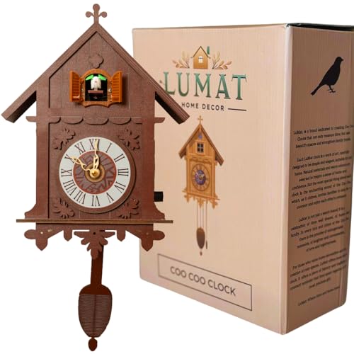 LUMAT Modern Brown Cuckoo Wall Clock review image