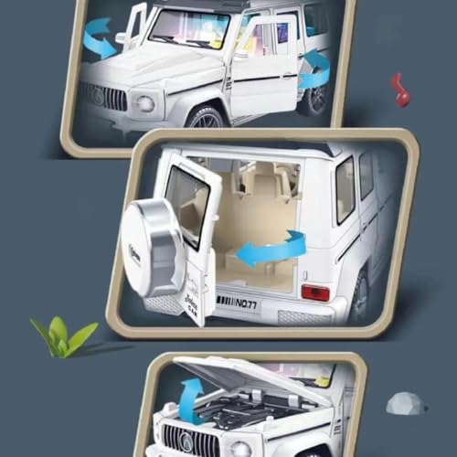 Image of PLUSPOINT G-Wagon Car Friction Powered Toys Realistic with Lights and Sound for Kids with Doors Opeanable Smooth Push and Go 1:32 Scale Pretend Play Toy Car Great Gift for Children Boys