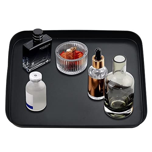GIRAFEDA Plateau de Service Rectangulaire Plateaux de Service en Acier Inoxydable Fast Food Tray Petit Plateau Cuisine Plateaux Restauration Rapide Noir Plateaux pour Articles de Toilette pour Maison
