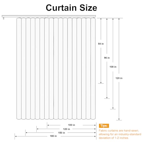 Image of hoeflife Room Divider Curtains Blackout Floor to Ceiling Curtain with Hook Wall Mount Sliding Door Curtains Ceiling Mount Extra Wide Curtain Wall Divider for Room Separation (Black, W180 x H108 Inch)